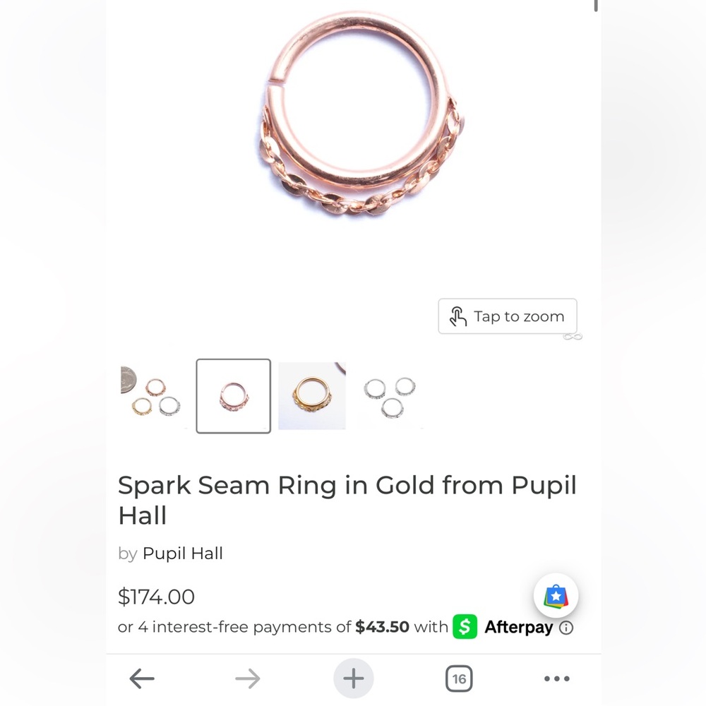 Pupil Hall Rose Gold 14k Seam ring with chain 11/32” - Picture 3 of 3